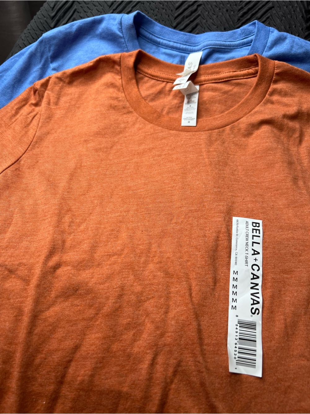 Bella Canvas Men's Rust and Blue Crew Neck Short Sleeve T-Shirt
